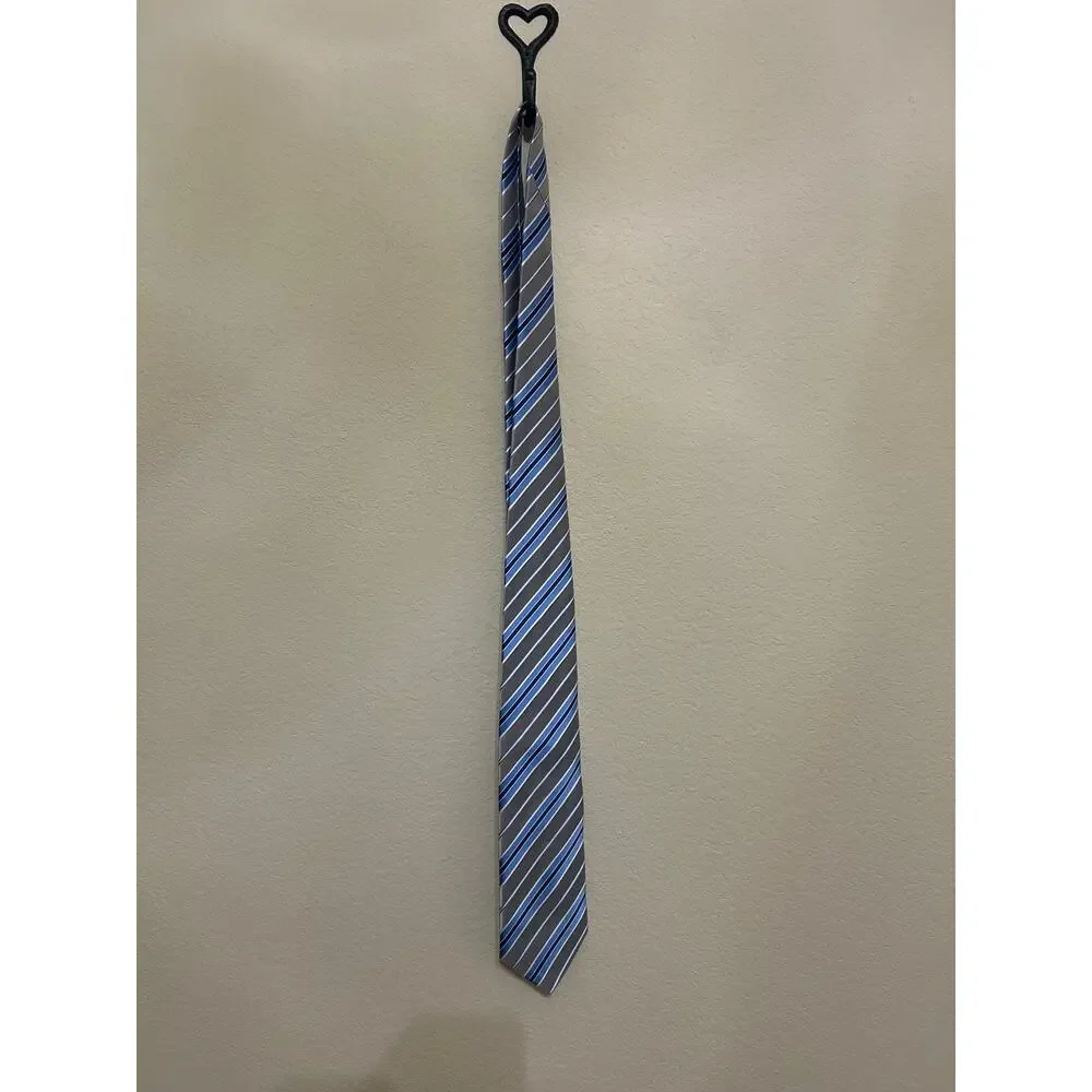 Dolce & Gabbana Tie Silver Blue Stripes Silk Necktie Designer Luxury Formal